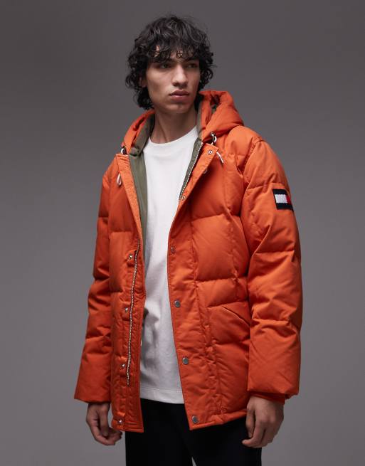 Tommy Hilfiger - Parka squadrato imbottito color arancione acceso