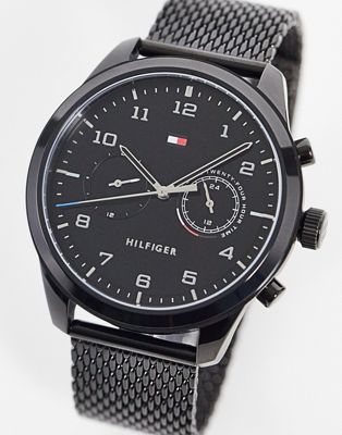 Tommy Hilfiger Patrick mesh strap watch in black