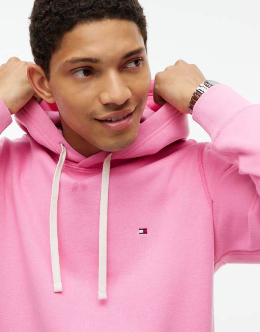 Tommy Hilfiger Peached fleece contrast drawstring hoody in synthetic blush, 3 of 6