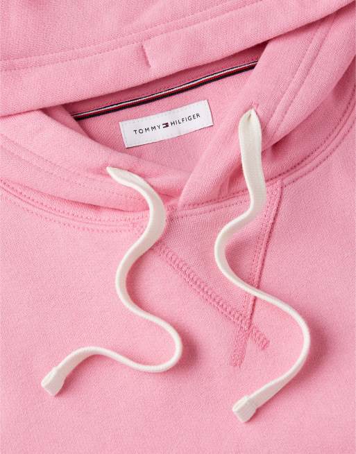 Tommy Hilfiger Peached fleece contrast drawstring hoody in synthetic blush, 6 of 6