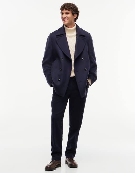 Tommy Hilfiger peacoat décontracté en mélange de laine bleu foncé, 2 de 7
