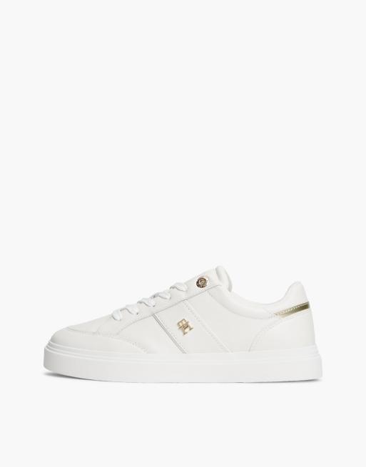 Tommy Hilfiger Pebble grain leather cupsole trainers in ecru, 7 of 7