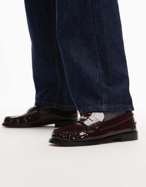 Tommy Hilfiger Penny abrasivato leather loafer in burgundy - view 1