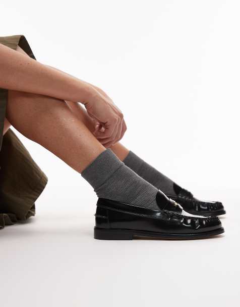 Tommy Hilfiger - Penny Abrasivato - Sorte loafers i læder - view 1