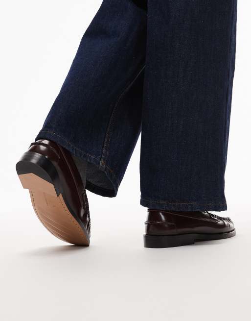 Tommy Hilfiger Penny leather loafers in burgundy, 3 of 4