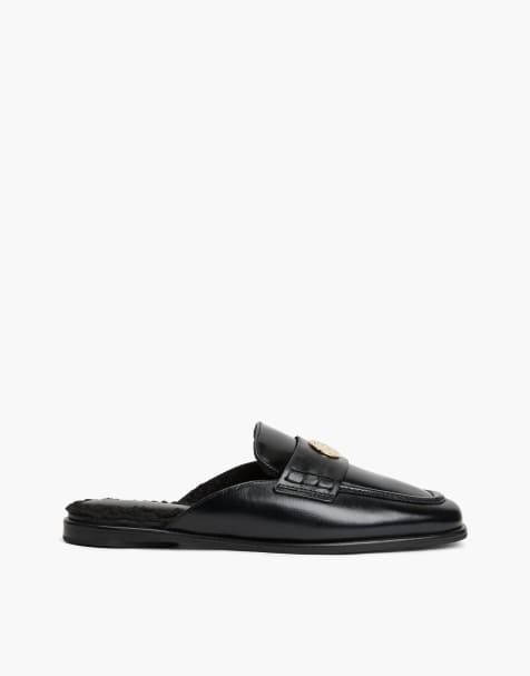 Tommy Hilfiger Penny-Mules aus Leder mit eckiger Spitze in Schwarz - view 1