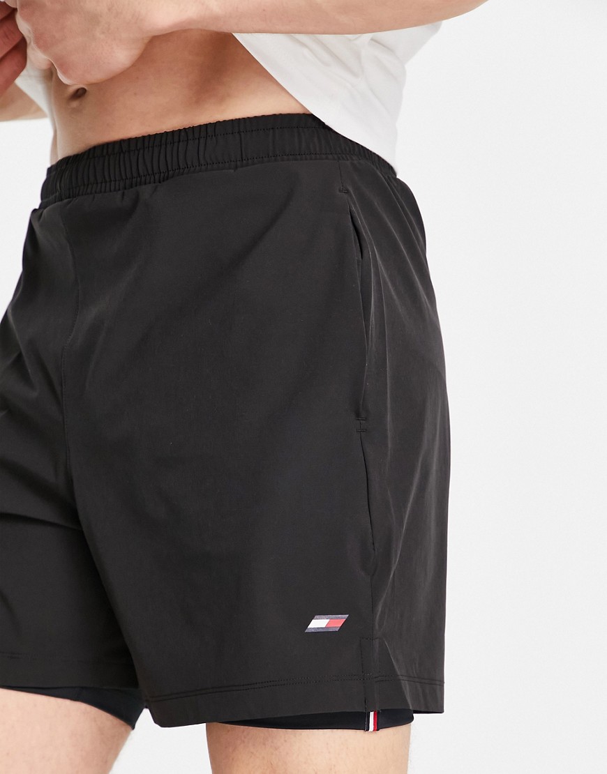Tommy Hilfiger Performance 2-in-1 training shorts in black