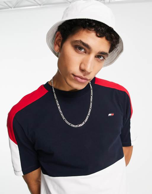 Tommy Hilfiger Performance co-ord cotton colorblock t-shirt in navy - NAVY, 3 of 4