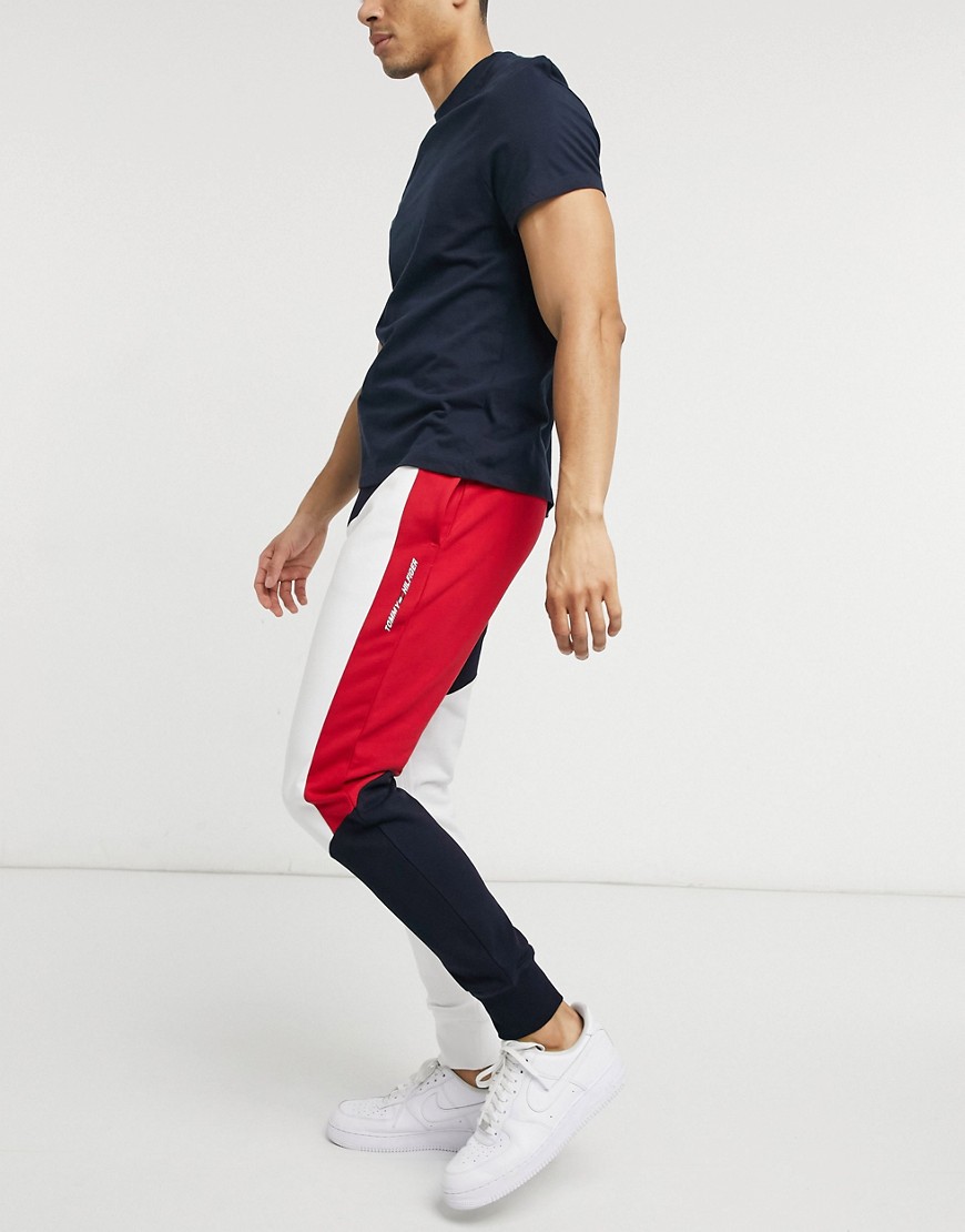 Tommy Hilfiger Performance color block flag cuffed sweatpants in desert sky navy