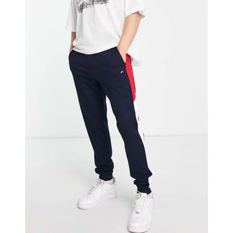 Tommy Hilfiger Performance colorblock cuffed joggers in navy ASOS