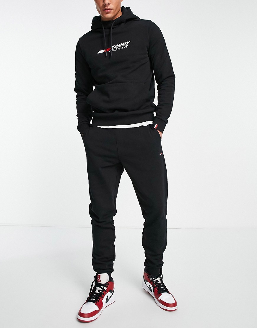 Tommy Hilfiger Performance essentials logo cuffed sweatpants in black