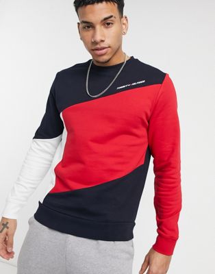 Tommy Hilfiger Performance relaxed fit colour block flag sweatshirt in desert sky navy