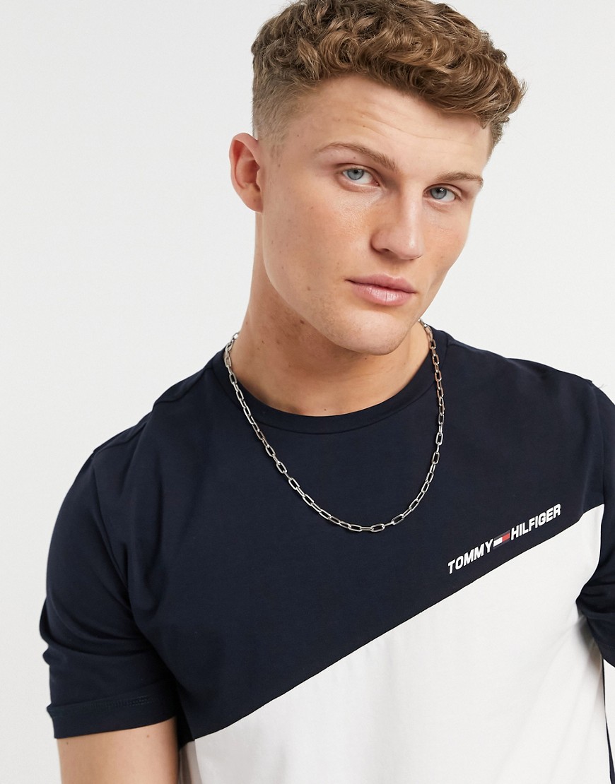 Tommy Hilfiger Performance relaxed fit colour block t-shirt in white