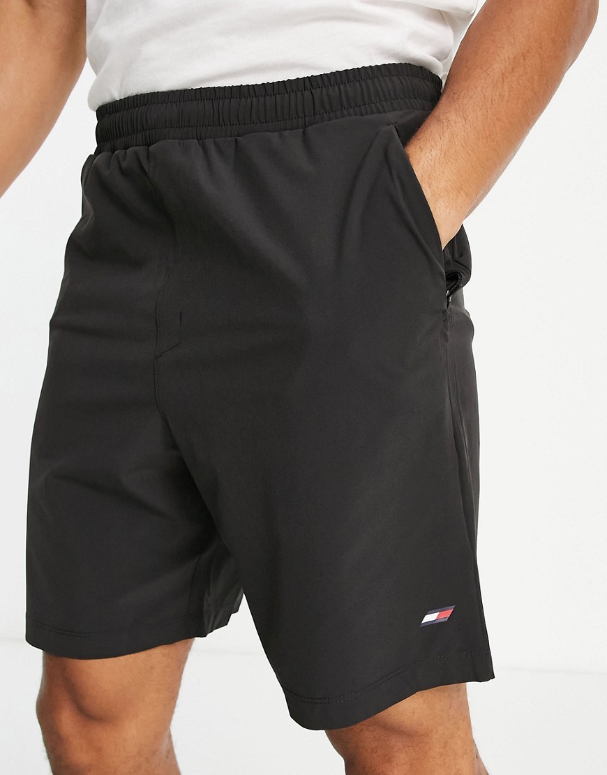 Tommy Hilfiger performance shorts with flag logo in black