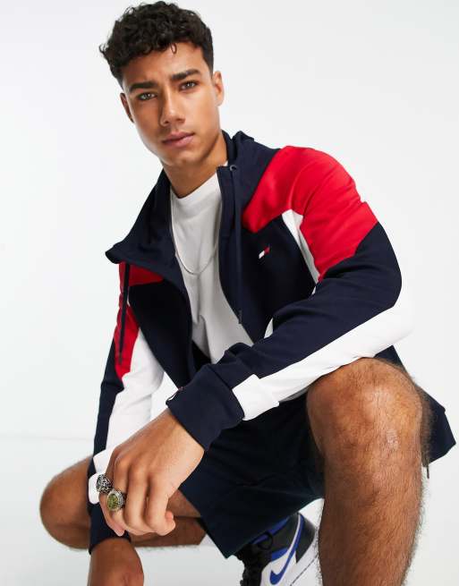 Tommy Hilfiger - Performance - Sweat à capuche d'ensemble effet color block - Bleu marine