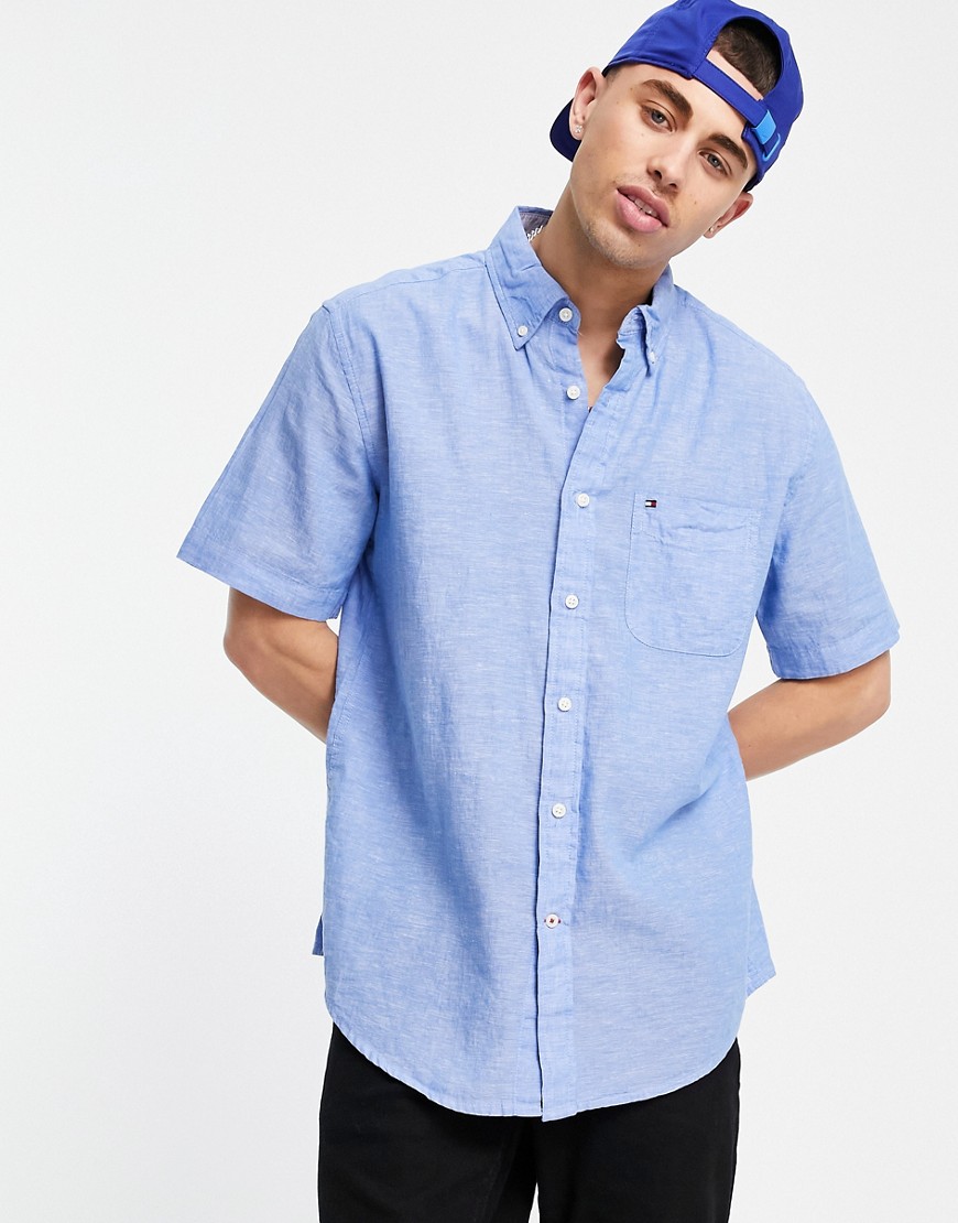Tommy Hilfiger Peters solid short sleeve shirt-Blues