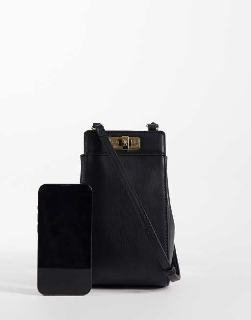 Tommy Hilfiger phone pouch with long strap in black, 3 of 4