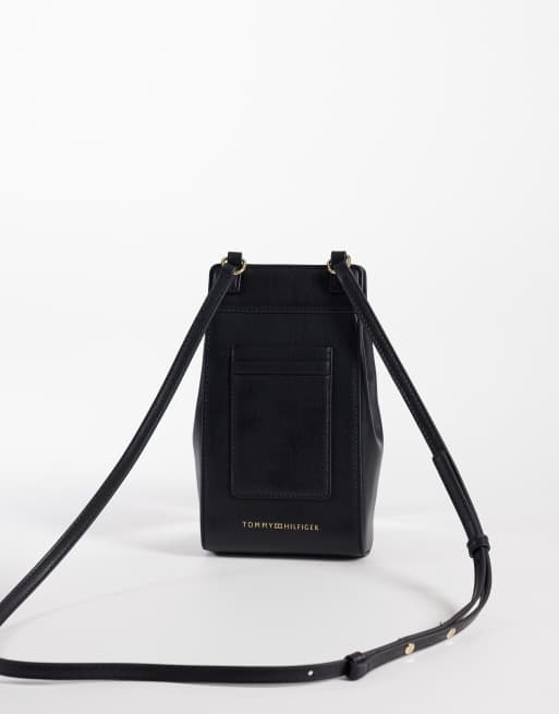 Tommy Hilfiger phone pouch with long strap in black, 4 of 4