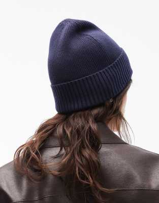 Tommy Hilfiger Pima Cotton Blend Flag Beanie In Blue