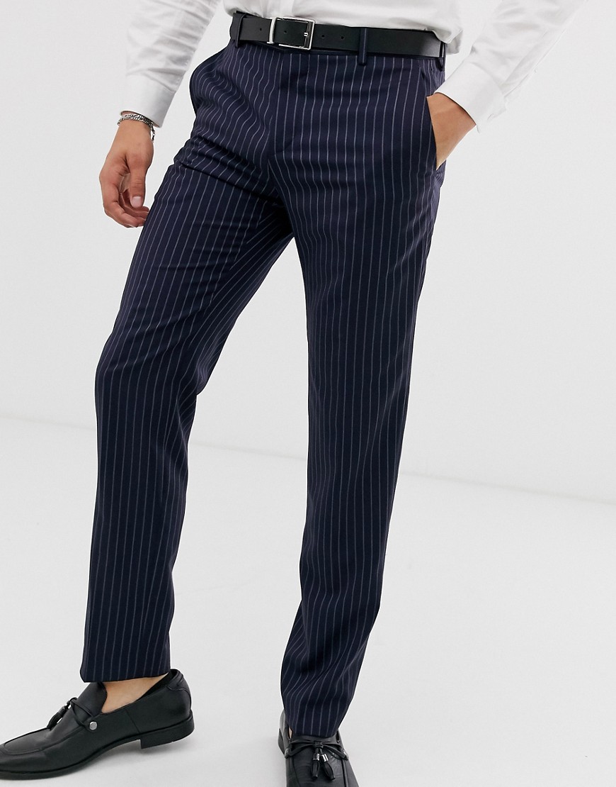 Tommy Hilfiger pinstripe suit trousers-Navy