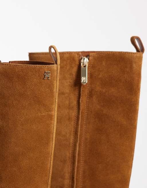 Tommy Hilfiger Piper bottes hautes à talons en daim véritable camel, 3 de 4