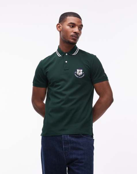 Tommy Hilfiger - Piqué poloshirt met badge in donkergroen - view 1