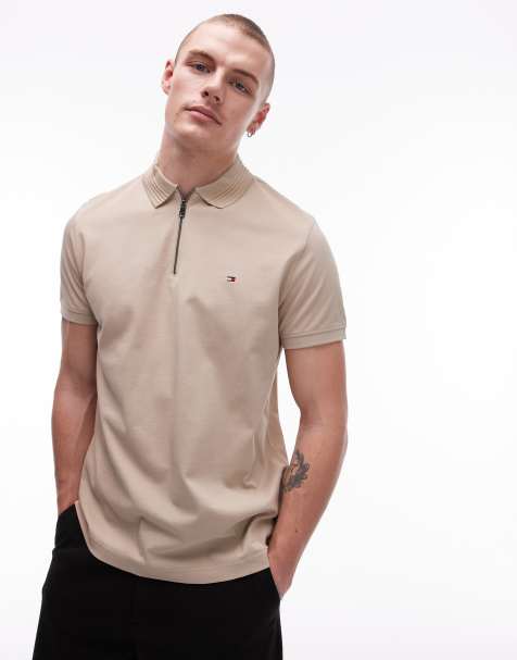 Tommy Hilfiger - Piqué poloshirt met rits in beige - view 1