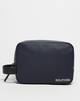 Tommy Hilfiger pique washbag in blue - ASOS Price Checker