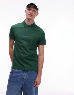 Tommy Hilfiger Tommy hilfiger pique zip polo shirt in green