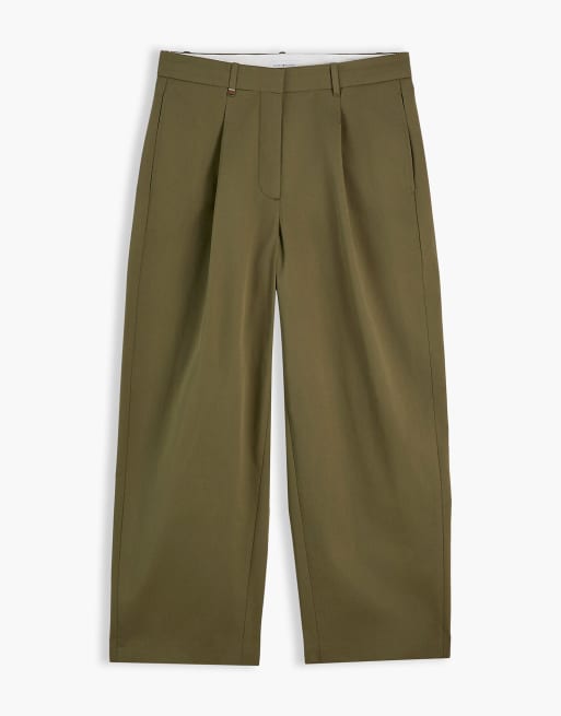 Tommy Hilfiger Pleated barrel chinos in utility olive, 5 of 6