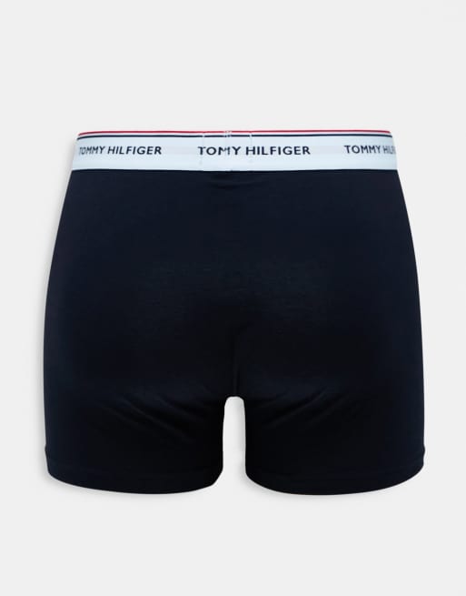 Tommy Hilfiger Plus 3 pack trunks in navy with waistbands in blue, grey and green, 3 of 4