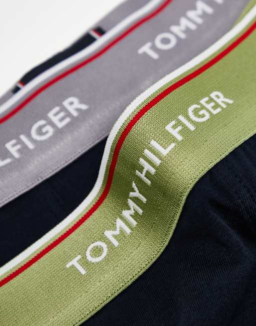 Tommy Hilfiger Plus 3 pack trunks in navy with waistbands in blue, grey and green, 4 of 4
