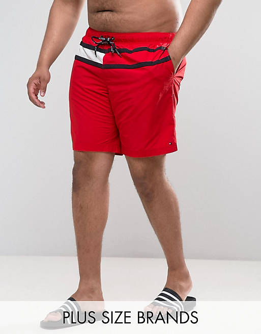 Tommy Hilfiger PLUS Flag Swim Shorts in Red | ASOS
