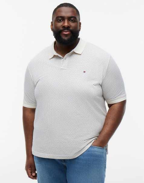 Tommy Hilfiger Plus regular fit geometric print polo shirt in beige - view 1