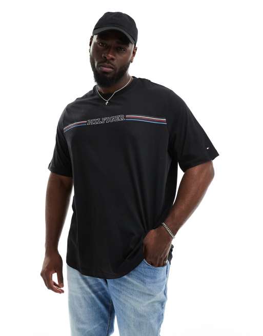 Tommy Hilfiger Plus – T-Shirt in Schwarz mit normalem Schnitt