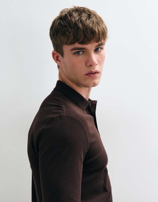 Tommy Hilfiger polo à manches longues à motif drapeau marron, 4 de 5