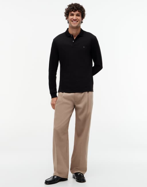Tommy Hilfiger polo à manches longues en coton fluide noir, 2 de 7