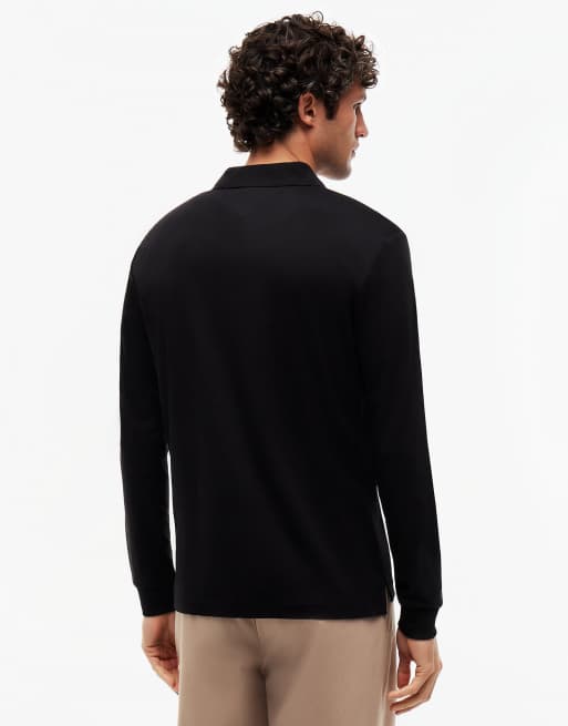 Tommy Hilfiger polo à manches longues en coton fluide noir, 4 de 7