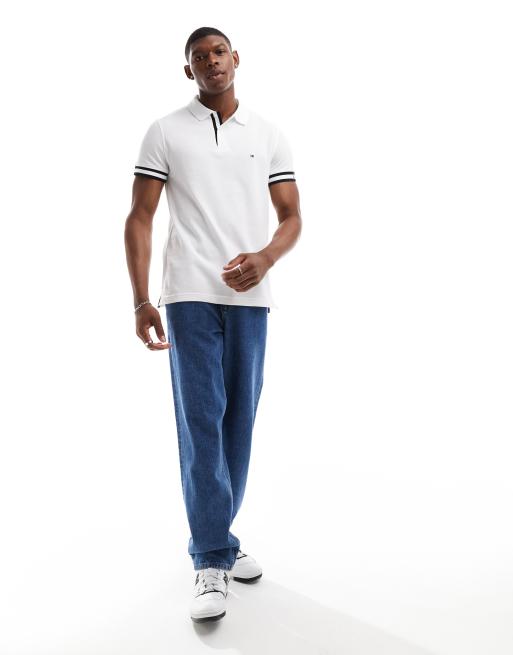 Tommy Hilfiger - Polo ajusté avec bord des manches à monogramme - Blanc, 2 de 4