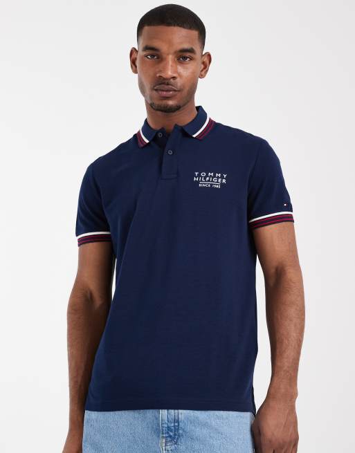 Tommy Hilfiger - Polo avec liserés au col et aux poignets - Bleu marine, 3 de 5