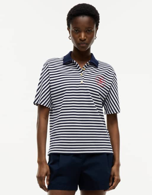 Tommy Hilfiger - Polo classique à boutons dorés - Bleu multicolore