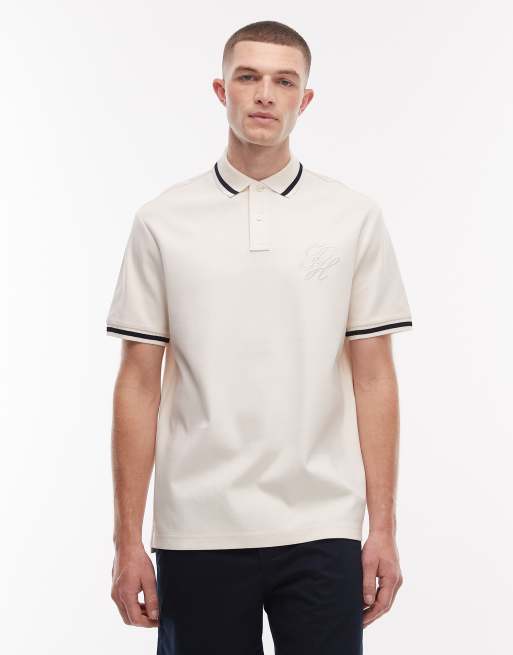 Tommy Hilfiger - Polo color crema con logo de texto