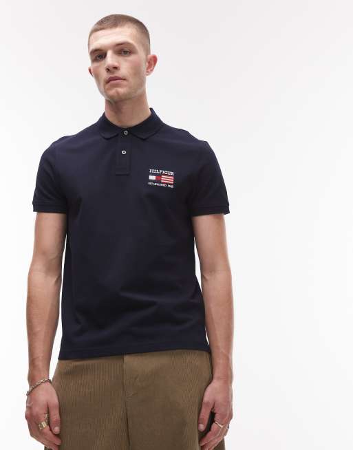 Tommy Hilfiger - Polo coupe classique à logo drapeau - Bleu marine, 2 de 5