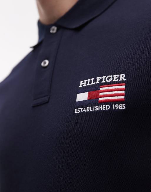 Tommy Hilfiger - Polo coupe classique à logo drapeau - Bleu marine, 4 de 5
