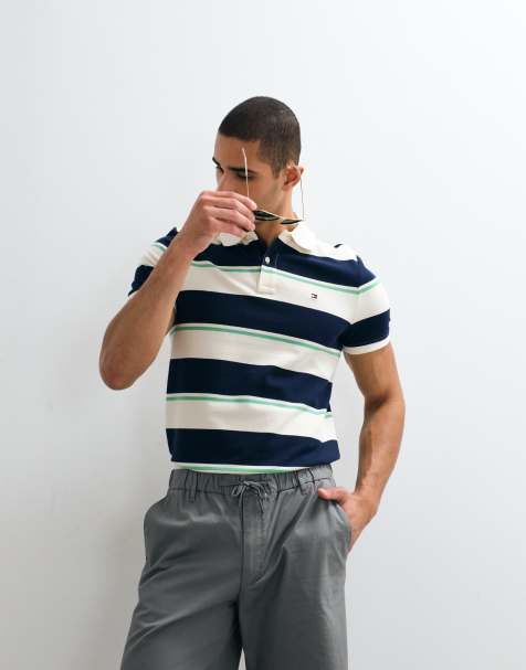 Tommy Hilfiger - Polo coupe classique à rayures - Bleu marine et blanc - view 1