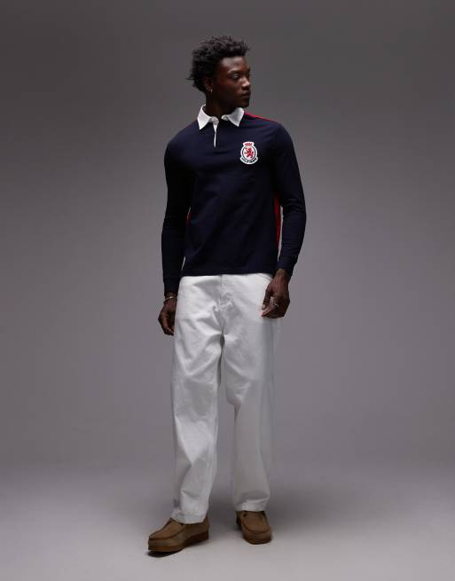 Tommy Hilfiger - Polo de rugby à manches longues avec logo écusson - Bleu marine , 2 de 5