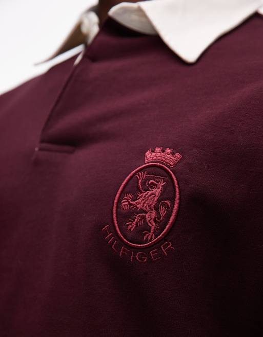 Tommy Hilfiger - Polo de rugby à manches longues avec logo écusson - Bordeaux , 5 de 5