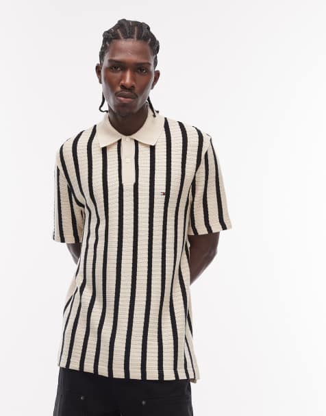 Tommy Hilfiger - Polo décontracté en maille rayée - Crème/noir - view 1