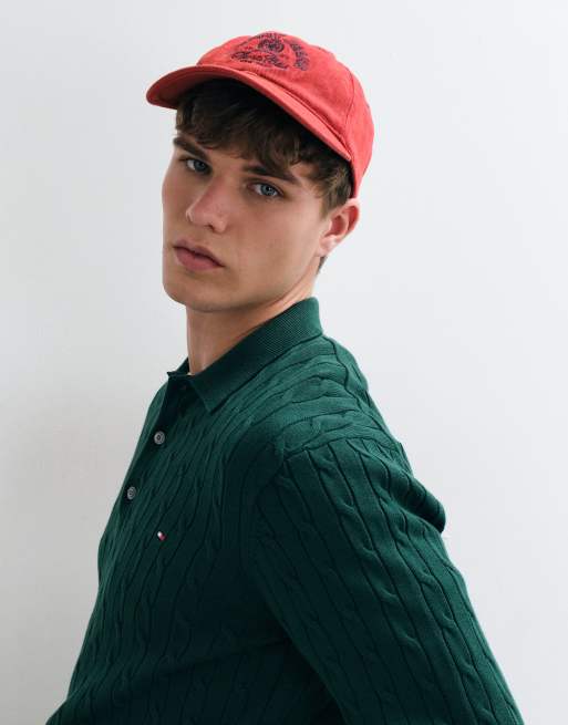 Tommy Hilfiger polo en maille torsadée à manches longues vert foncé, 3 de 5