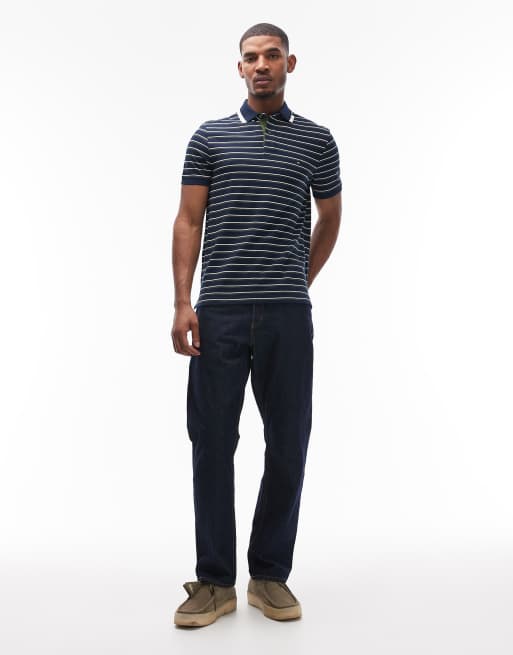 Tommy Hilfiger - Polo rayé à logo sur la poitrine - Bleu marine/blanc , 2 de 5